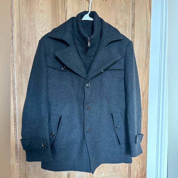 Men’s wool pea coat/jacket, charcoal gray - Picture 1 of 6